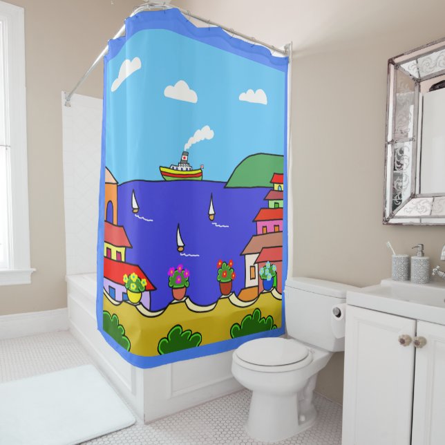 Urlaub im Mittelmeer Duschvorhang (Beispiel)