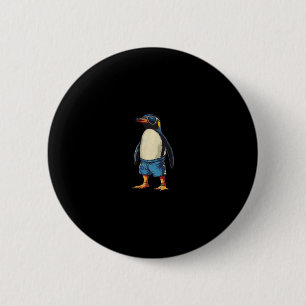 Urlaub im Pool mit diesem lustigen Pinguin in Schw Button
