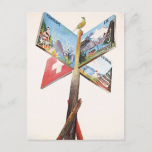 Urlaub im Stil vergangener Zeiten in der Schweiz Postkarte