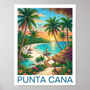 Urlaub im Vintage-Stil in Punta Cana Dominikanisch Poster