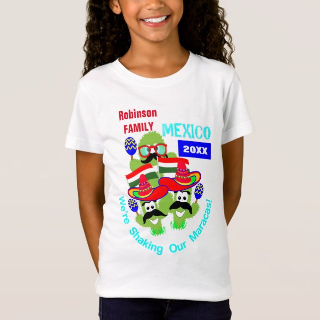 Urlaub in Mexico Family Group Spaß Personalisiert T-Shirt (Vorderseite)