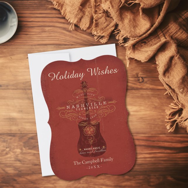 Urlaub in Nashville Feiertagskarte (Card on table)