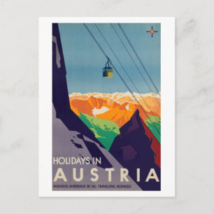 Urlaub in Österreich Gondel Lift Alpen im Retro-St Postkarte