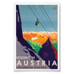 Urlaub in Österreich Gondelbahn Alpen Postkarte Fotodruck