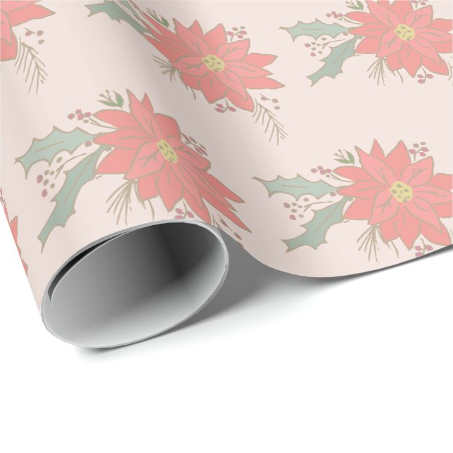 Urlaub in Poinsettia und Shelly Sprays Geschenkpapier (Rolleneckpunkt)