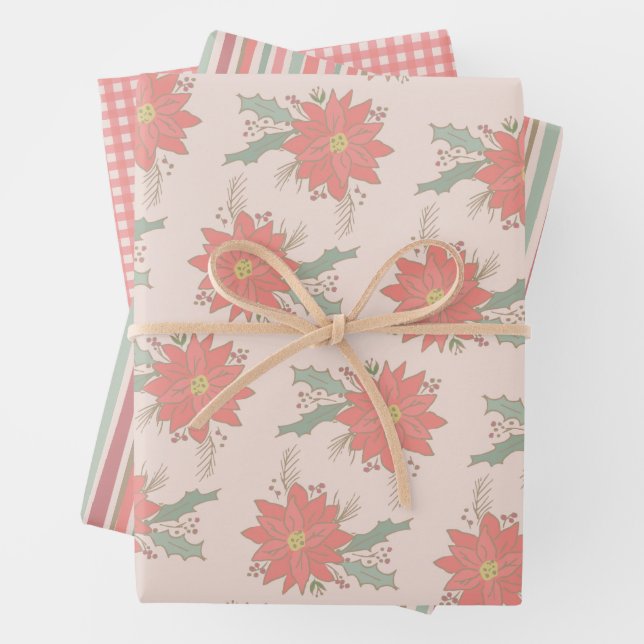 Urlaub in Poinsettia und Shelly Sprays Geschenkpapier Set (Beispiel)