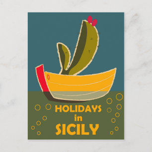 Urlaub in Sizilien, Italien, Jahrgang Reise Postkarte