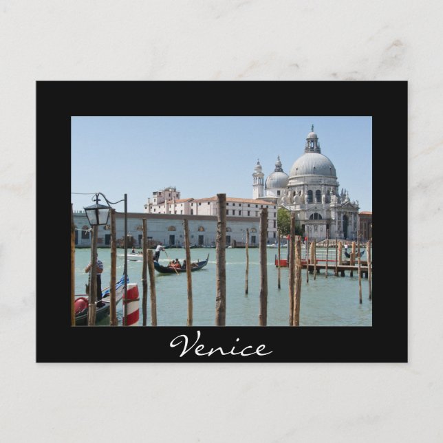 Urlaub in Venedig Landschaft schwarzer Text Postka Postkarte (Vorderseite)