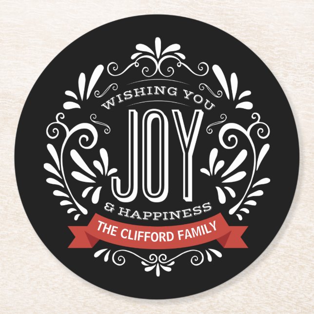 URLAUB JOY CHALKBOARD PERSONALISIERTEN UNTERSETZER (Vorderseite)