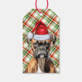 Urlaub Kariert mit Boxer Dog Weihnachten Geschenkanhänger