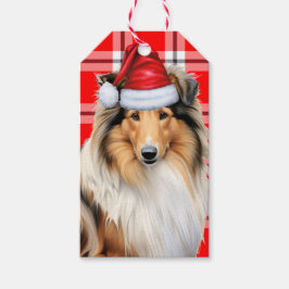Urlaub Kariert mit Collie Dog Weihnachten Geschenkanhänger