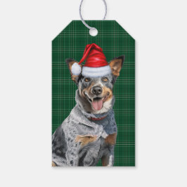 Urlaub Kariert mit einem Blue Heeler Dog Weihnacht Geschenkanhänger