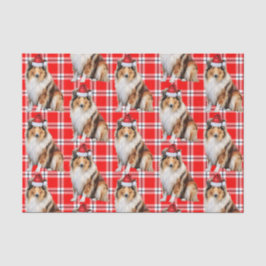 Urlaub Kariert mit Rough Collie Dog Weihnachten Seidenpapier