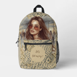 Urlaub, Lass uns wegfahren! Gedruckter Rucksack