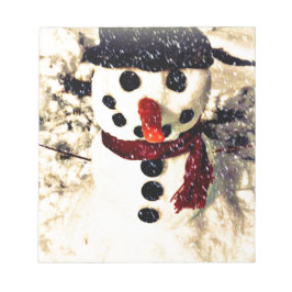 Urlaub lassen es schneebezaubernden Schneemann Notizblock