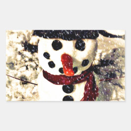Urlaub lassen es schneebezaubernden Schneemann Rechteckiger Aufkleber