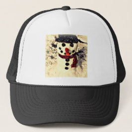 Urlaub lassen es schneebezaubernden Schneemann Truckerkappe
