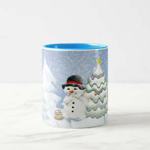 Urlaub Niedlicher Schneeschuhlaufen Zweifarbige Tasse