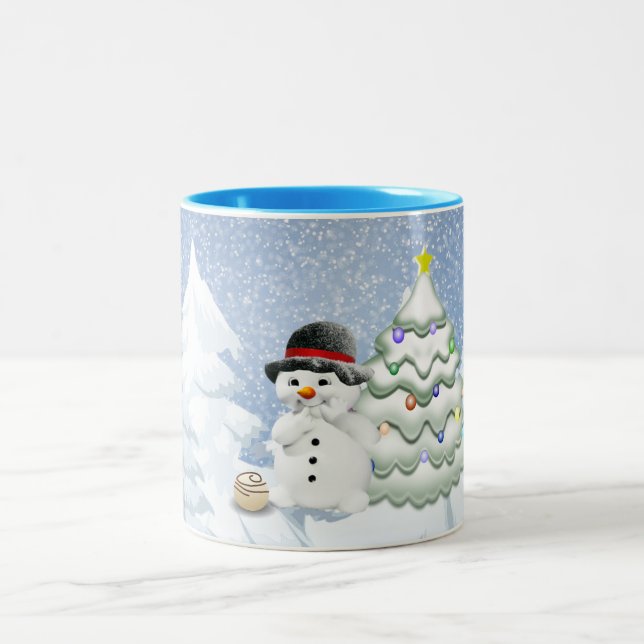 Urlaub| Niedlicher Schneeschuhlaufen Zweifarbige Tasse (Mittel)