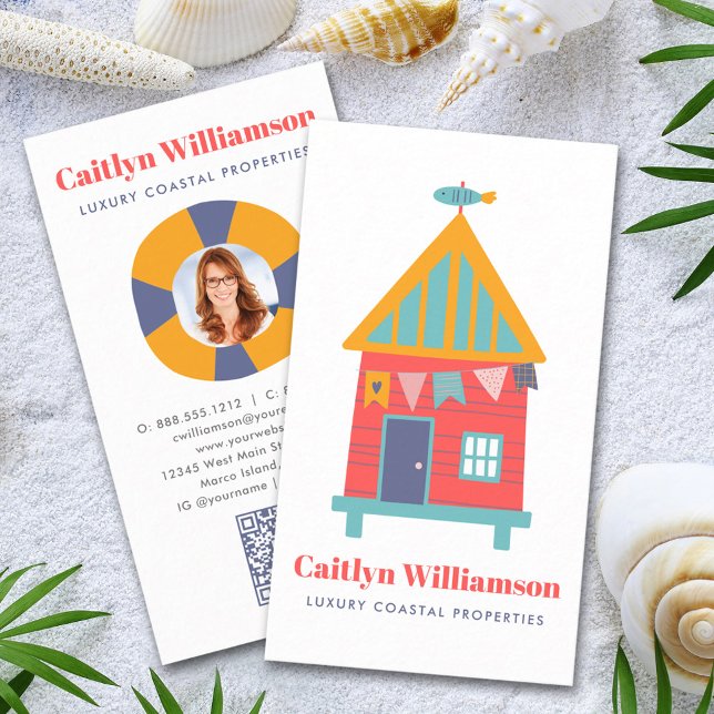 Urlaub Real Anwesen Foto QR Code Fun Beach House Visitenkarte (Von Creator hochgeladen)