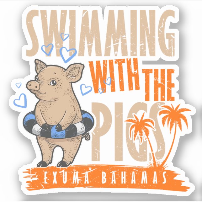 Urlaub Schweine Exuma Bahamas Sticker Cruise (Vorderseite)