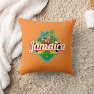 Urlaub unter der Vintagen Jamaika-Karibik-Retro-Fl Kissen