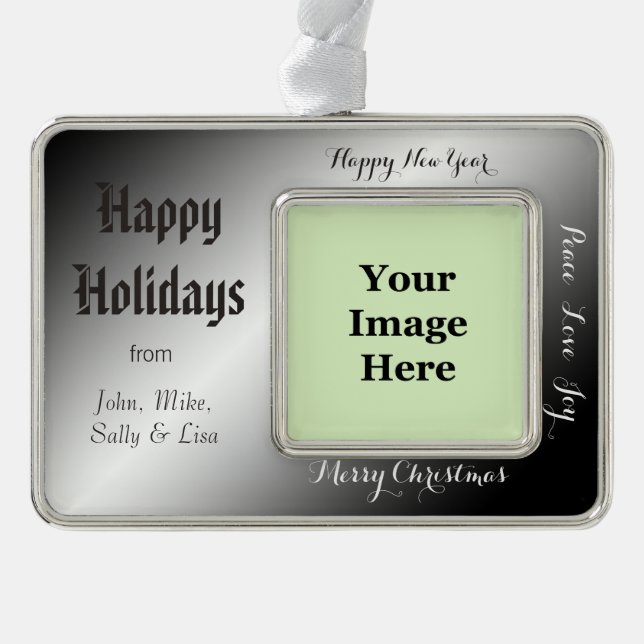 Urlaub, Weihnachten, Neues Jahr, Frieden, Freude,  Rahmen-Ornament Silber (Vorderseite)