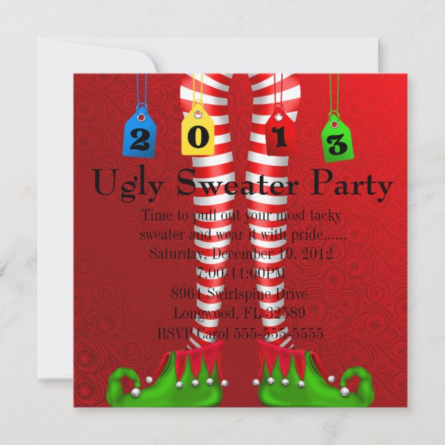 Urlaub/Weihnachten Ugly Sweater Party Einladung (Vorderseite)