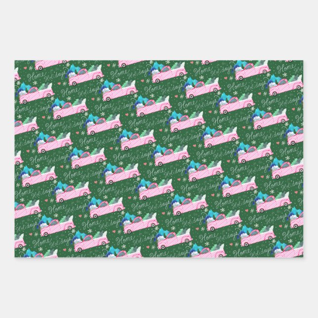 Urlaub Wrapping - Pinguine, Lastwagen, Lebkuchen Geschenkpapier Set (Vorderseite 3)