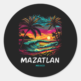 Urlaubs-Souvenir-Palme Mazatlan Runder Aufkleber