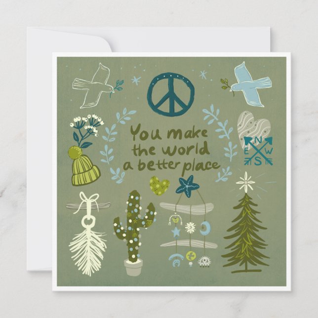 Urlaubsbestätigung Peace Liebe Beach Geschenkkarte Feiertagskarte (Vorderseite)