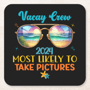 Urlaubscrew 2024 rechteckiger pappuntersetzer