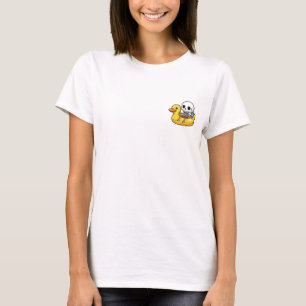 Urlaubsknochen: Chibi-Skelett liegt auf einer Ente T-Shirt