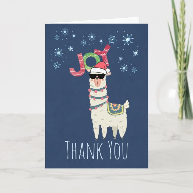 Urlaubskorb Vielen Dank | Christmas Llama Joy Karte (Vorderseite)