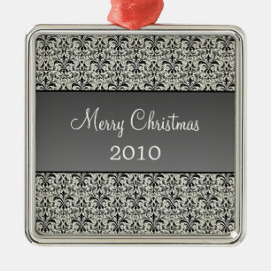 Urlaubsmaske Damask Premium Platz, Grau Silbernes Ornament