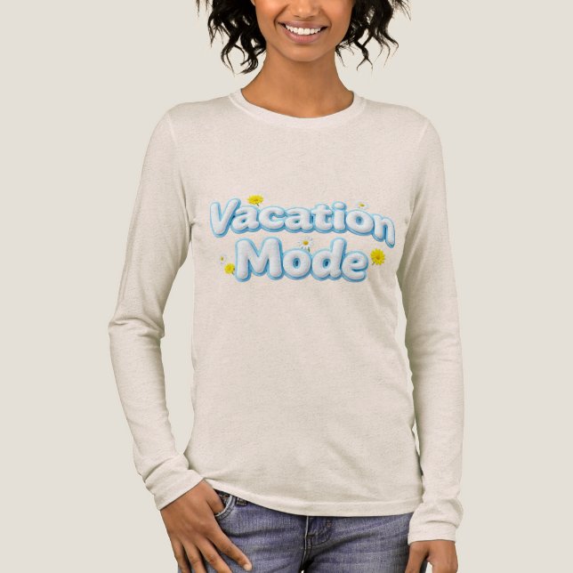 Urlaubsmodus 3D Puffy-Typografie Daisy Longsleeve Tri-Blend Shirt (Vorderseite)
