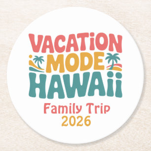 Urlaubsmodus Hawaii Tropisches Paradies Sommer Sti Runder Pappuntersetzer