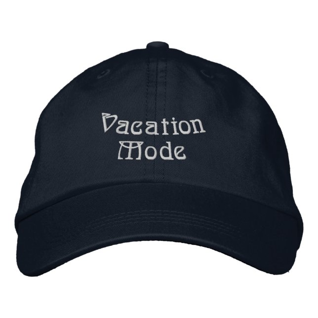 Urlaubsmodus-Text Feriengeist-Thema Navy-Mütze  Bestickte Baseballkappe (Vorderseite)