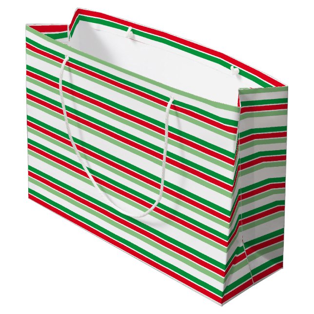 Urlaubsmuster Rotes, grünes Muster Große Geschenktüte (Rückseite Schrägansicht)