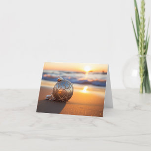 Urlaubsornament am Strand bei Sonnenaufgang Dankeskarte