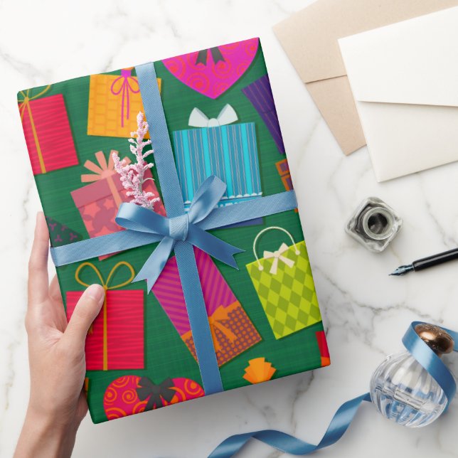 Urlaubspräsentationen zum Muster "Grüner Hintergru Geschenkpapier (Schenken)