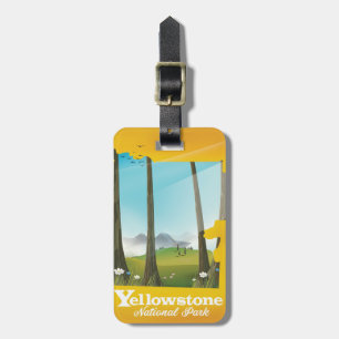 Urlaubsprospekt des Yellowstone-Nationalparks. Gepäckanhänger