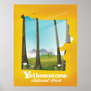 Urlaubsprospekt des Yellowstone-Nationalparks. Poster
