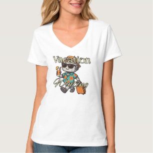 Urlaubsreif Cute Robot Sommer V-Ausschnitt Damen T-Shirt