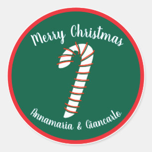 Urlaubssaison Künstlerische Candy Cane Personalisi Runder Aufkleber