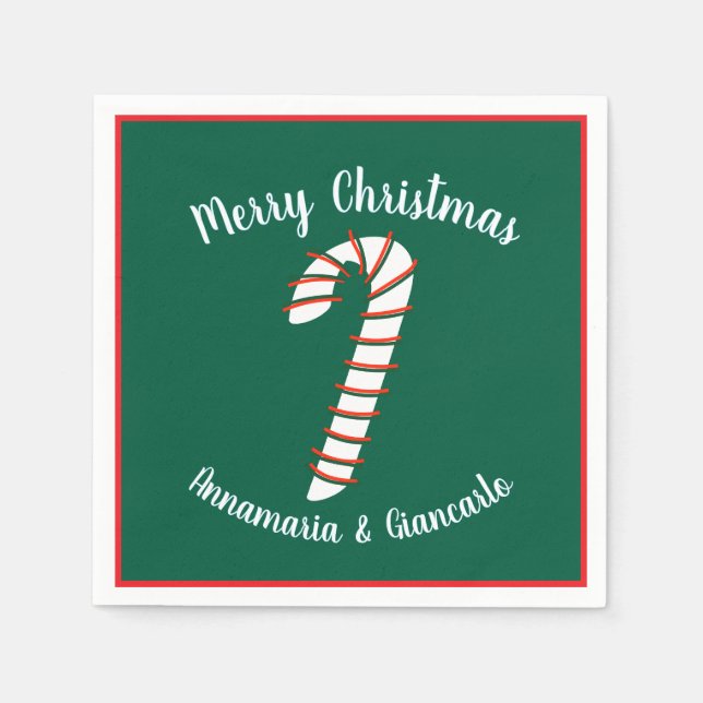 Urlaubssaison Künstlerische Candy Cane Personalisi Serviette (Vorderseite)