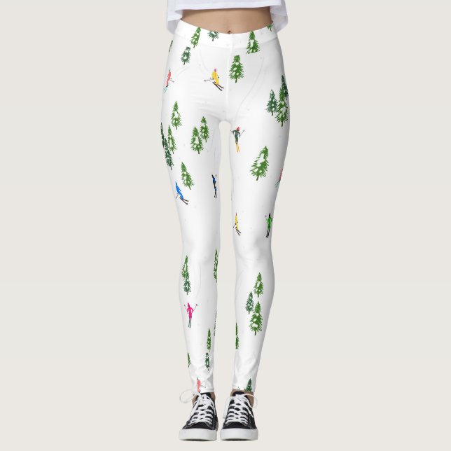 Urlaubsskifahrer Alpin Skifahren Weihnachten Leggings (Vorderseite)