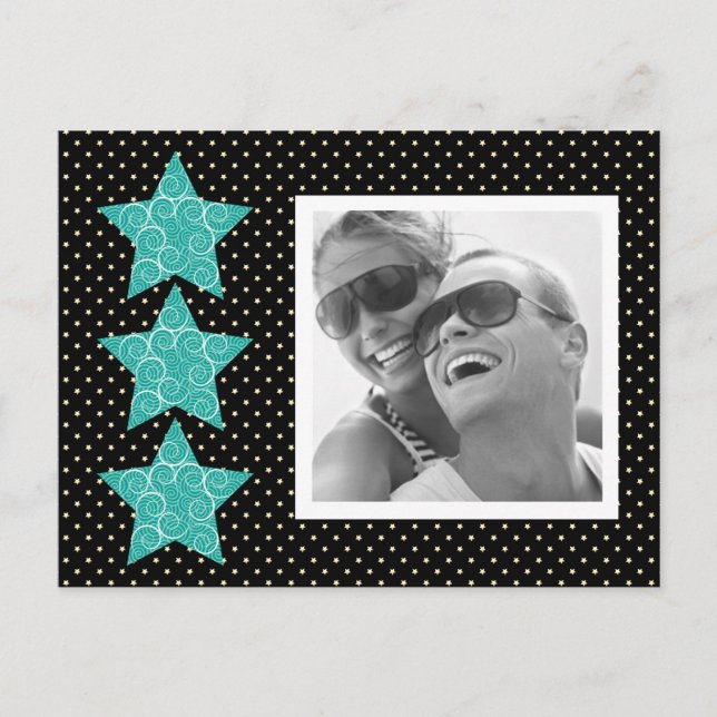 Urlaubstars-Foto Postkarte {schwarz} (Vorderseite)