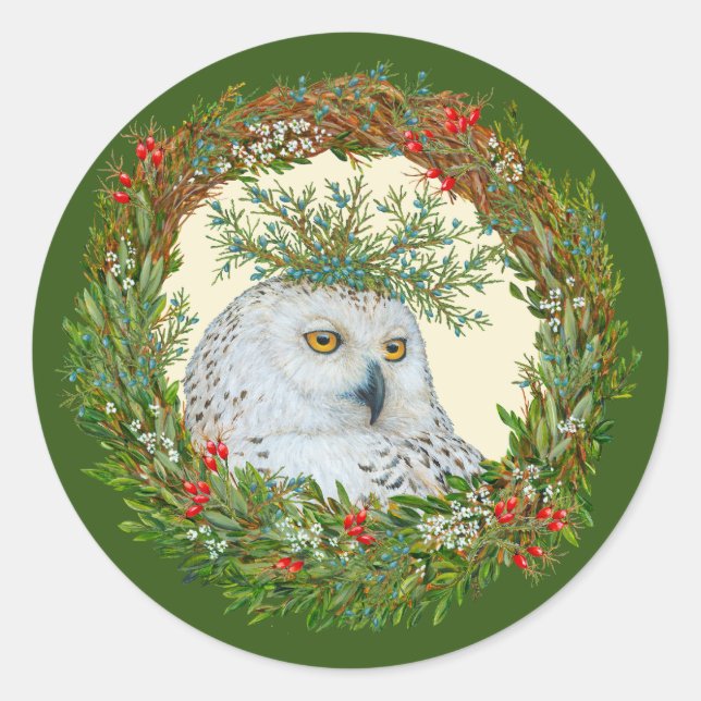 Urlaubsticker für die Schneeeule Runder Aufkleber (Vorderseite)