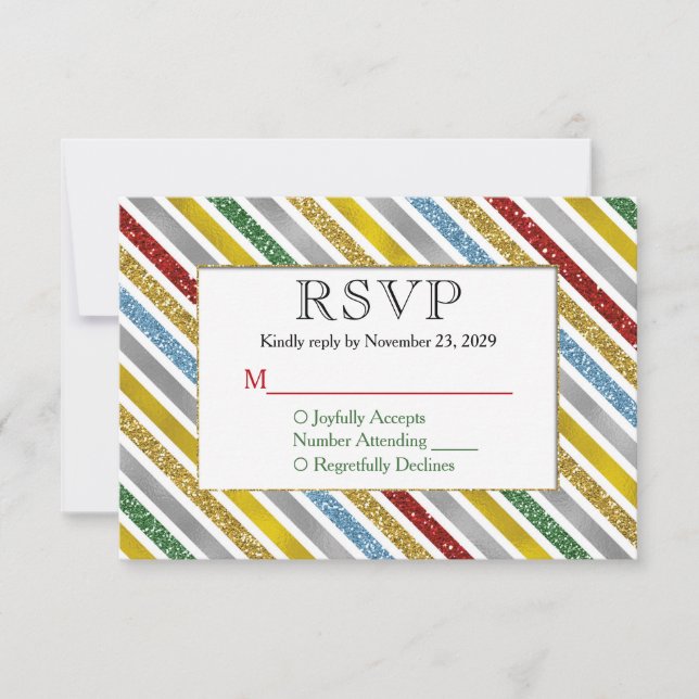 Urlaubstripes UAWG Wedding Response RSVP Karte (Vorderseite)